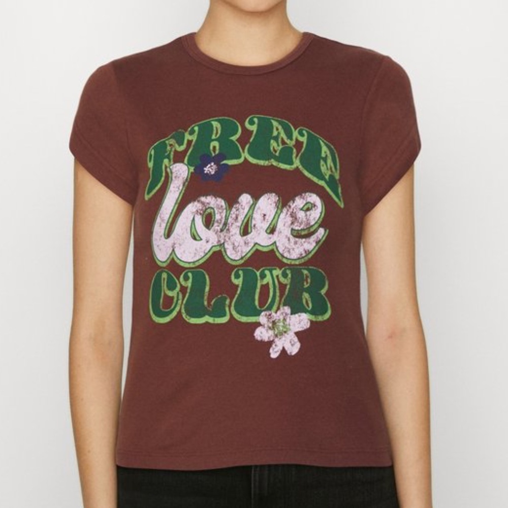Urban Outfitters Women's "Free Love Club" Baby Tee